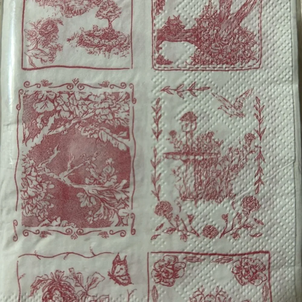 Punch Studio 32 x 2pk Guest Paper Towel Napkins White Pink English Toile Print